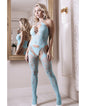 Sheer Fantasy Halter Neck Floral Lace Gartered Bodystocking & Panty Light Blue O/S