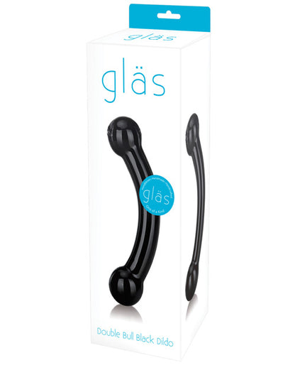 Glas Double Bull Glass Dildo - Black by Electric Eel INC