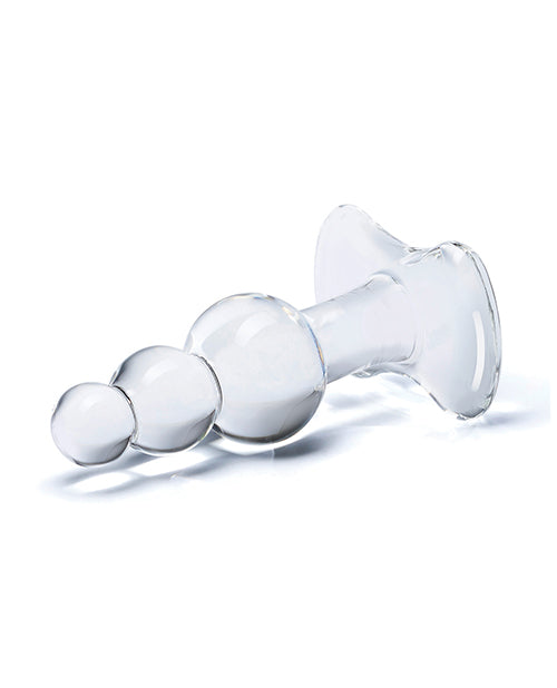 Glas 4" Beaded Glass Butt Plug w/Tapered Base - Clear by Electric Eel INC