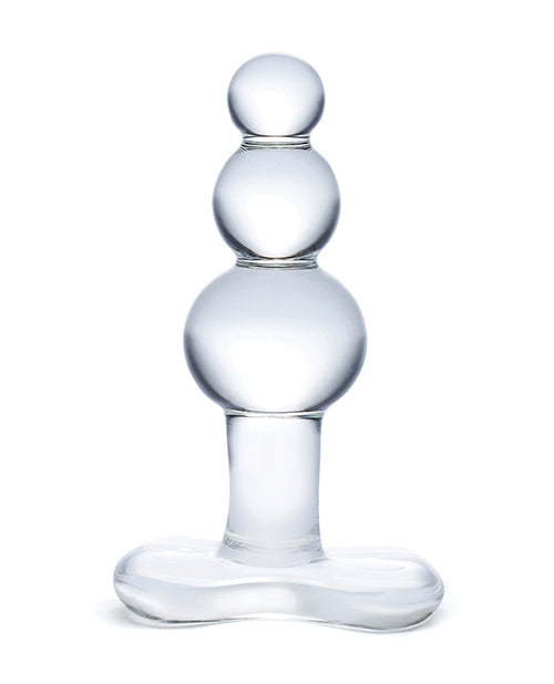 Glas 4" Beaded Glass Butt Plug w/Tapered Base - Clear by Electric Eel INC