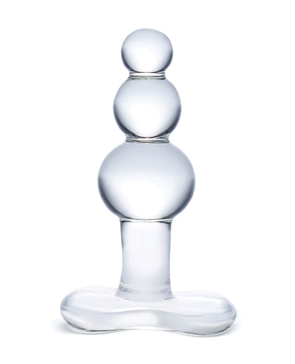 Glas 4" Beaded Glass Butt Plug w/Tapered Base - Clear by Electric Eel INC