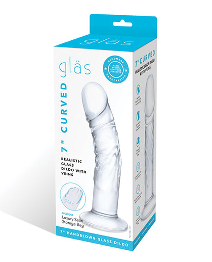Glas 7" Realistic Curved Glass Dildo w/Veins - Clear by Electric Eel INC