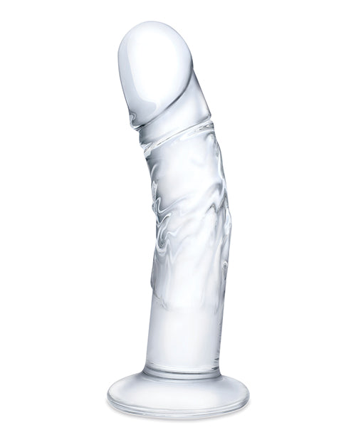 Glas 7" Realistic Curved Glass Dildo w/Veins - Clear by Electric Eel INC