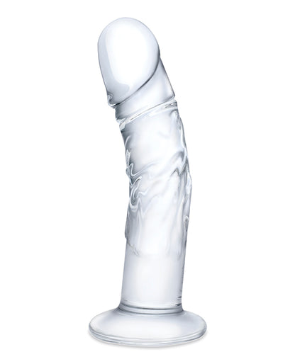 Glas 7" Realistic Curved Glass Dildo w/Veins - Clear by Electric Eel INC