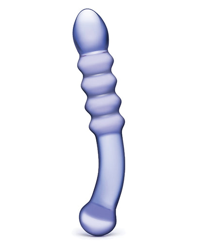 Glas Purple Rain Ribbed Glass Dildo by Electric Eel INC
