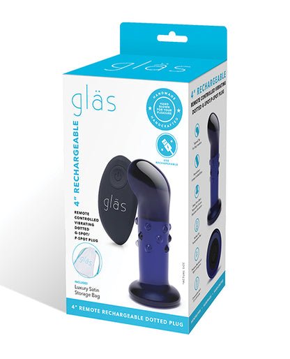 Glas 4" Rechargeable Vibrating Dotted G Spot/P Spot Plug - Blue by Electric Eel INC