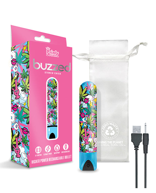 Buzzed 3.5" Rechargeable Bullet - Stoner Chick Blue