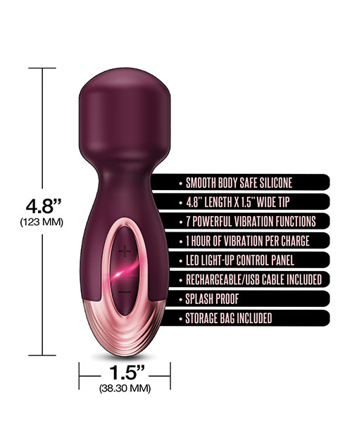 Zola Rechargeable Silicone Mini Wand - Burgundy/Rose Gold