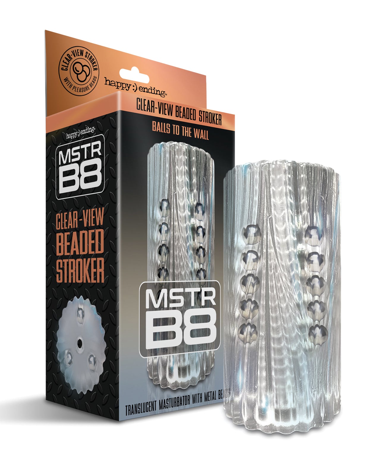 MSTR B8 Balls to the Wall Clear-View Beaded Stroker - Clear by Global Novelties LLC