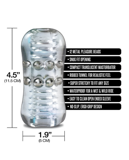 MSTR B8 Head Banger Beaded Clear-View Stroker - Clear by Global Novelties LLC