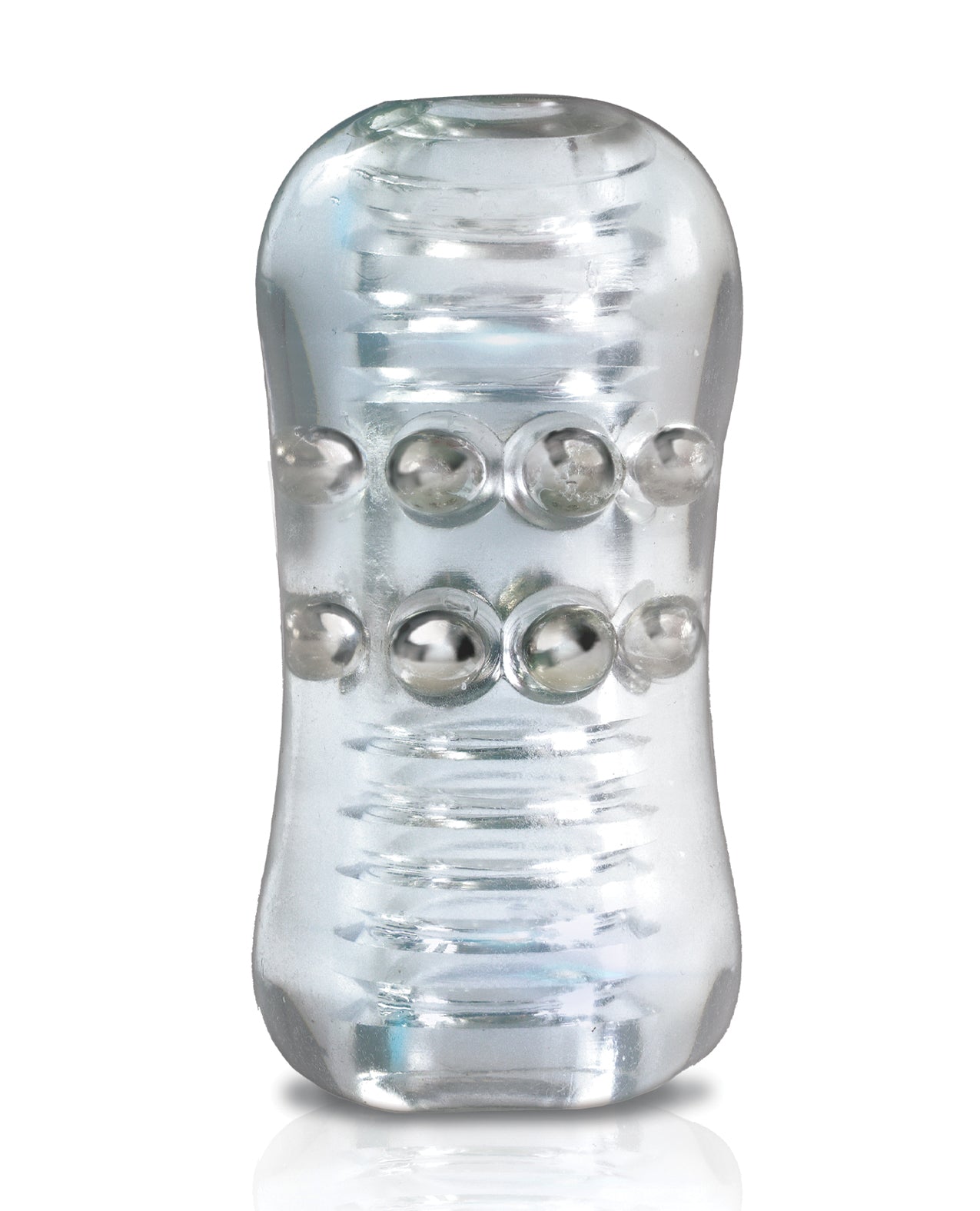 MSTR B8 Head Banger Beaded Clear-View Stroker - Clear by Global Novelties LLC