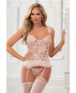 Lace Up Garter Corset W/thong & Stockings O/s by G World Intimates