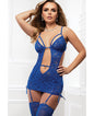 Open Front Cutout Dress W/lace Up Sides & Stockings O/s