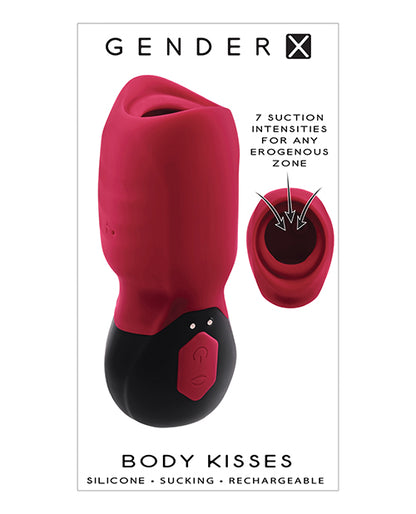 Gender X Body Kisses Vibrating Suction Massager - Red/Black by Evolved Novelties INC