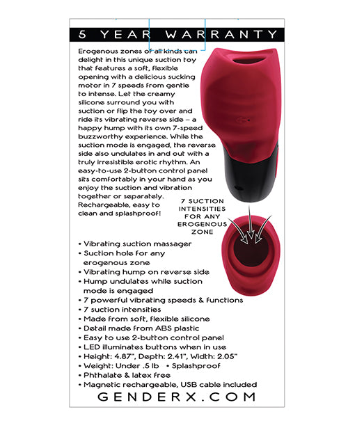 Gender X Body Kisses Vibrating Suction Massager - Red/Black by Evolved Novelties INC