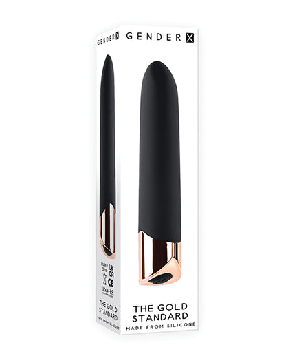 Gender X The Gold Standard Rechargeable Silicone Bullet - Black/Rose Gold by Evolved Novelties INC