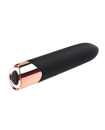 Gender X The Gold Standard Rechargeable Silicone Bullet - Black/Rose Gold by Evolved Novelties INC