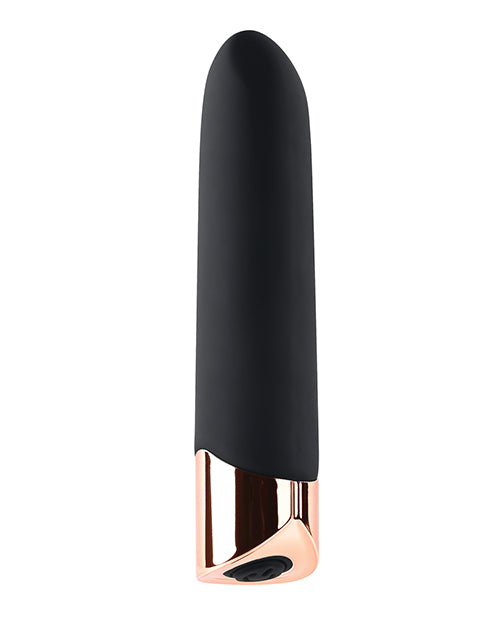 Gender X The Gold Standard Rechargeable Silicone Bullet - Black/Rose Gold by Evolved Novelties INC
