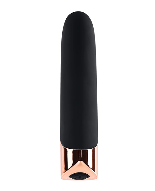 Gender X The Gold Standard Rechargeable Silicone Bullet - Black/Rose Gold by Evolved Novelties INC