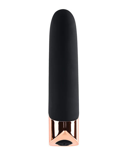 Gender X The Gold Standard Rechargeable Silicone Bullet - Black/Rose Gold by Evolved Novelties INC