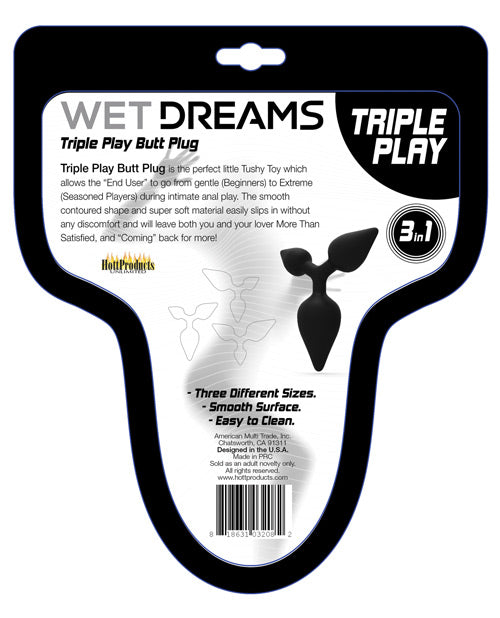 Wet Dreams Triple Play Anal Plug - Black