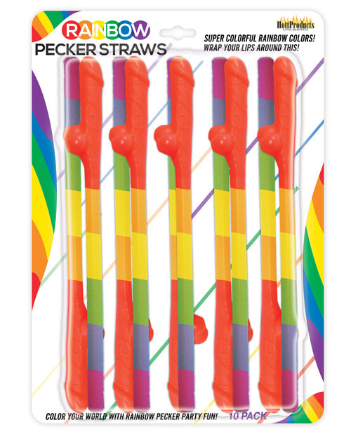 Rainbow Pecker Straws Pack of 10 by Hott Products