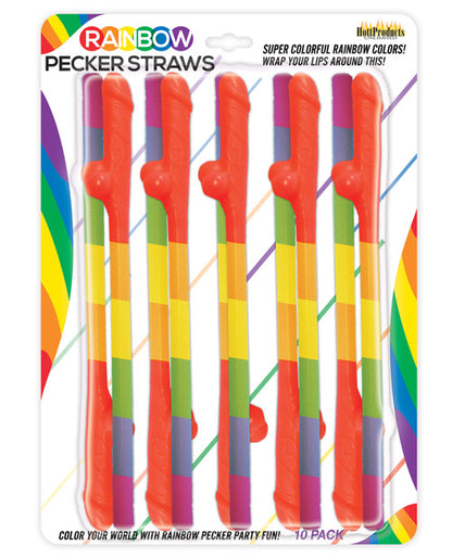 Rainbow Pecker Straws Pack of 10 by Hott Products