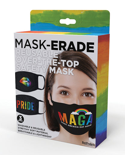 Hott Products Mask-erade Masks - Pride/Gay Again/ Rainbow Kiss Pack of 3 by Hott Products