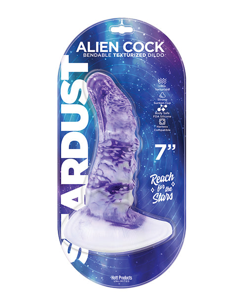 Stardust Alien Cock Silicone Textured Dildo - Purple by Hott Products