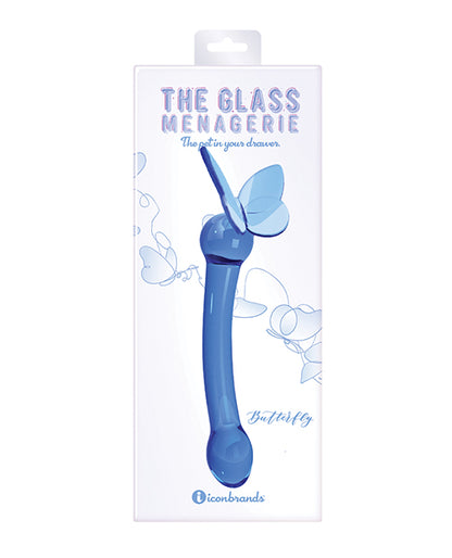 Glass Menagerie Butterfly Glass G Spot Dildo - Dark Blue