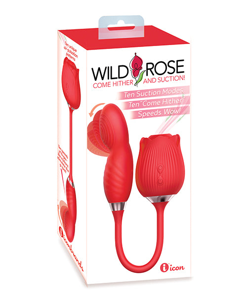 Wild Rose Suction & Come Hither Vibrator - Red