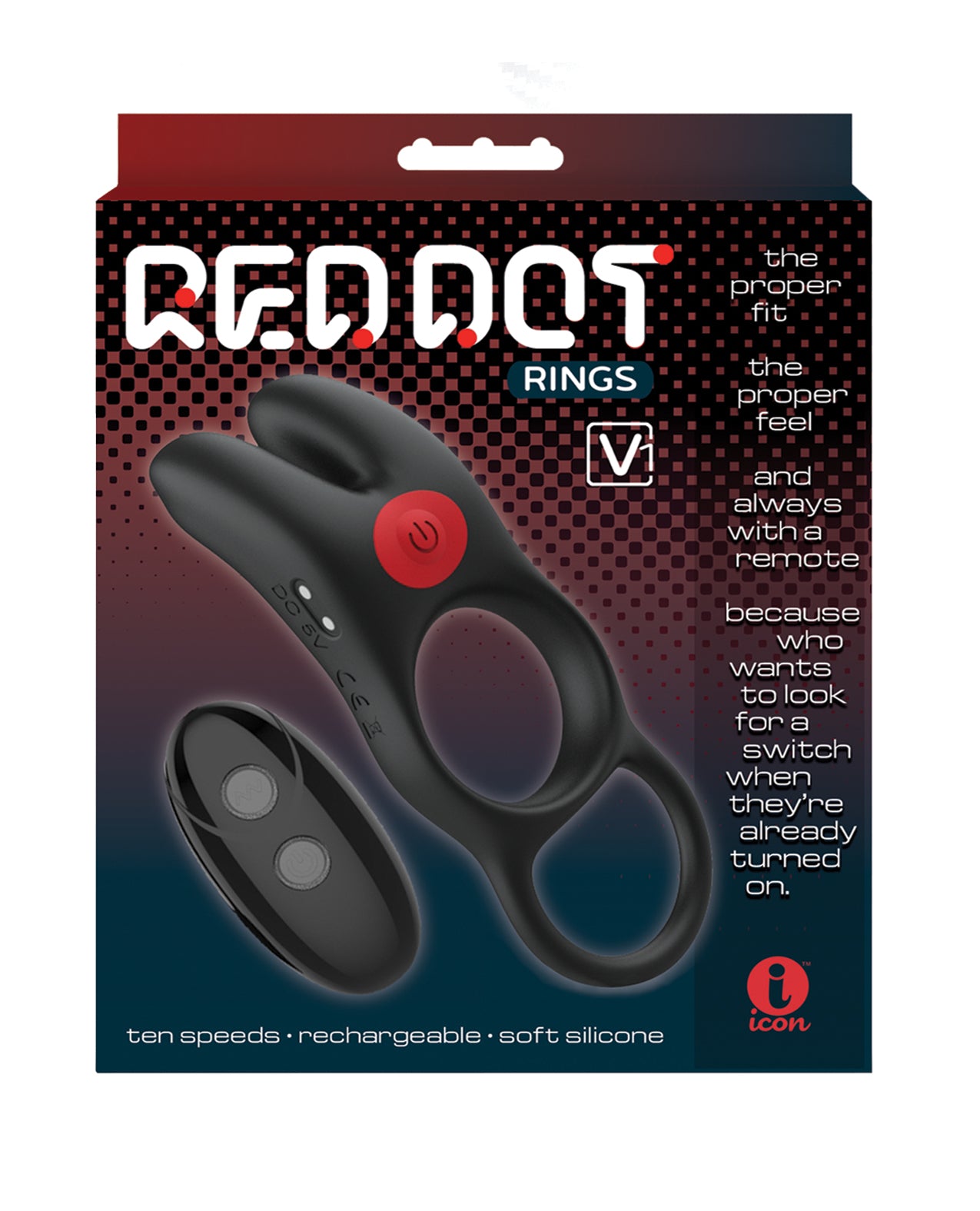 Massive Red Dot Cock Ring V1 - Black by Icon Brands INC