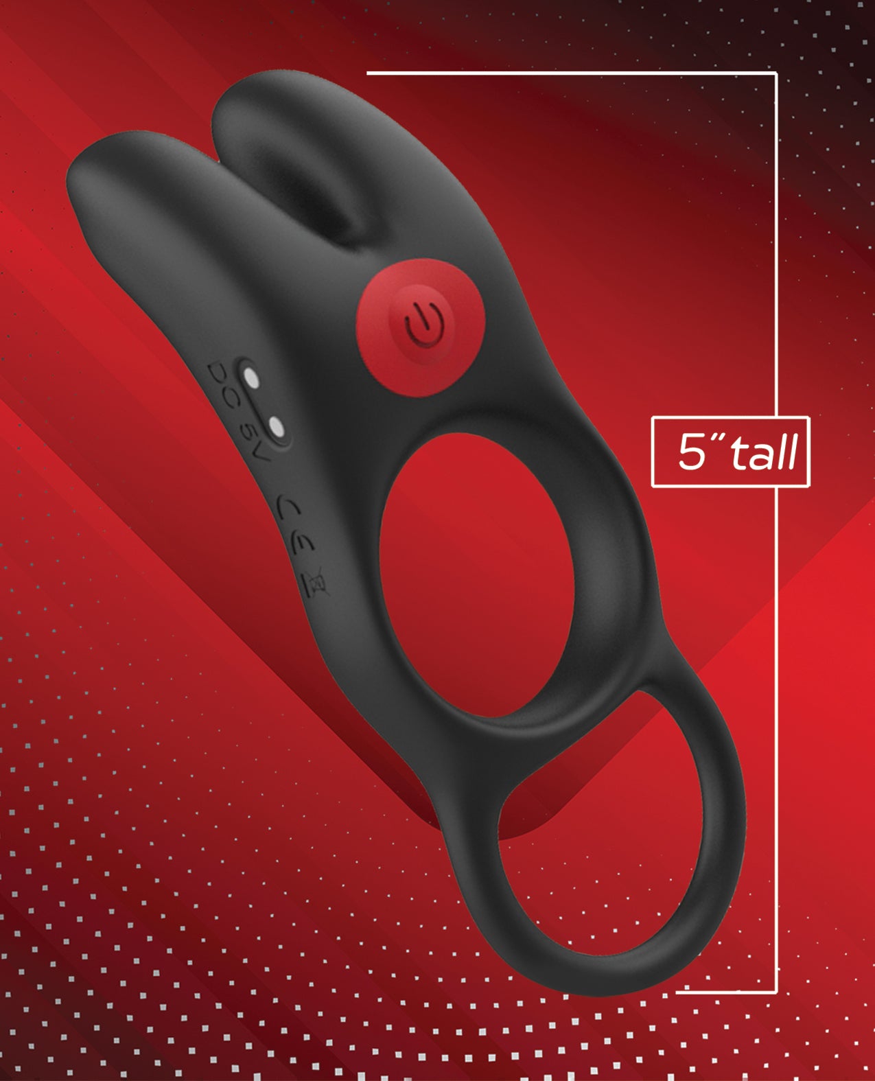 Massive Red Dot Cock Ring V1 - Black by Icon Brands INC