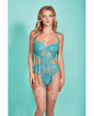 Riley Eyelash Lace Teddy W/side Cutouts Teal