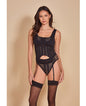 Treacherous Garter Bustier & Panty Black O/S