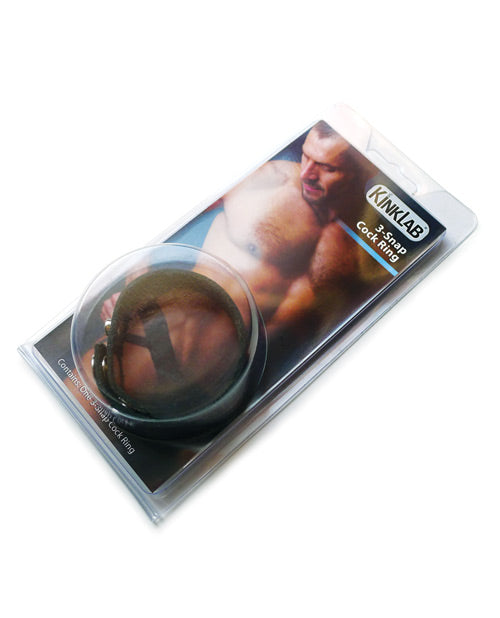 KinkLab Leather 3 Snap Cock Ring by Kinklab