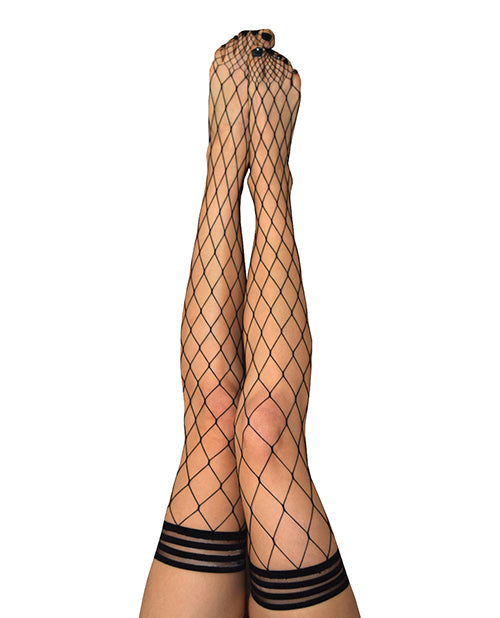 Kix'ies Michelle Large Fishnet Thigh High Black