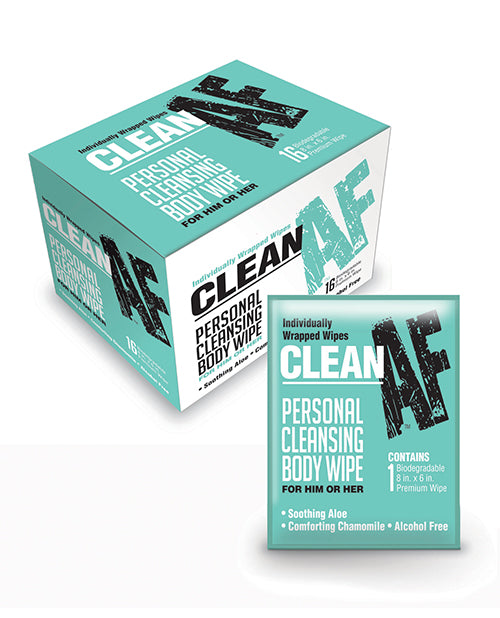 Clean AF Personal Cleansing Body Wipes - Box of 16 by Little Genie Productions LLC