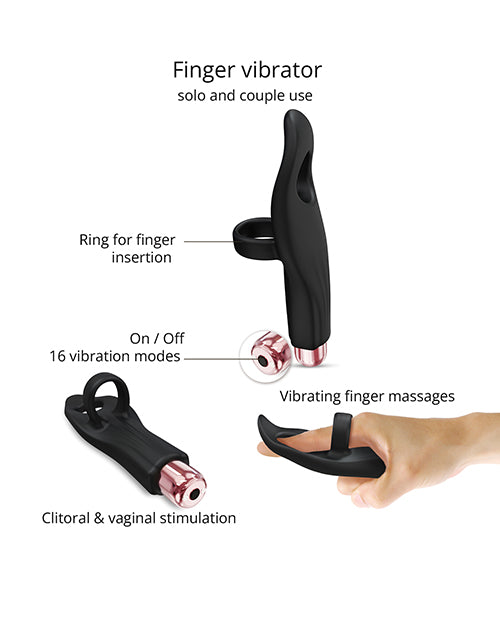 Love to Love Tickle Me Finger Vibe - Black Onyx by Lovely Planet