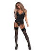 Lust Madame Corset W/metal Garters & G-string Black