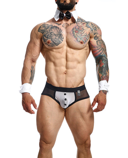 Male Basics Mob Maitre D Brief, Bow & French Cuffs Black/white by Malebasics Corp