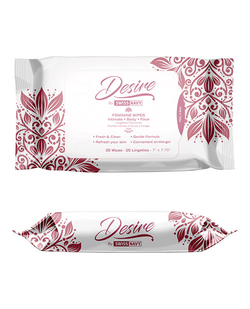 Swiss Navy Desire Unscented Feminine Wipes - Pack of 25 by M.D. Science Lab