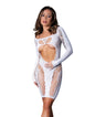 Seamless Blacklight Reactive Long Sleeve Dress - White O/S by Magic Moments Int'l