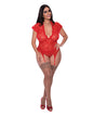 Ooh La Lace Cap Sleeve Basque & Tanga Panty Red QN