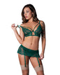 Evermore Bralette w/Skirt Garter & Thong 3 pc Set - Emerald L/XL by Magic Moments Int'l