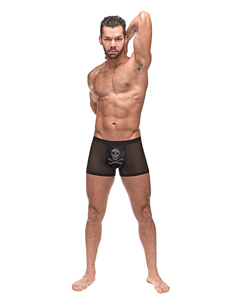 Private Screening Micro Mesh & Modal Skull Pouch Short Black by Comme Ci Comme Ca