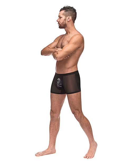 Private Screening Micro Mesh & Modal Skull Pouch Short Black by Comme Ci Comme Ca