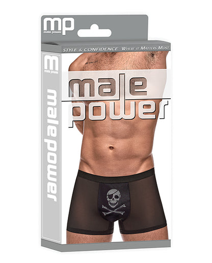 Private Screening Micro Mesh & Modal Skull Pouch Short Black by Comme Ci Comme Ca