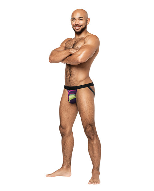 Galactic Sheer Poly Spandex Strappy Ring Jock Multi Color by Comme Ci Comme Ca