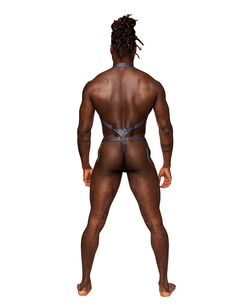 Snaked Metallic Coated Shoulder Sling Harness Thong by Comme Ci Comme Ca